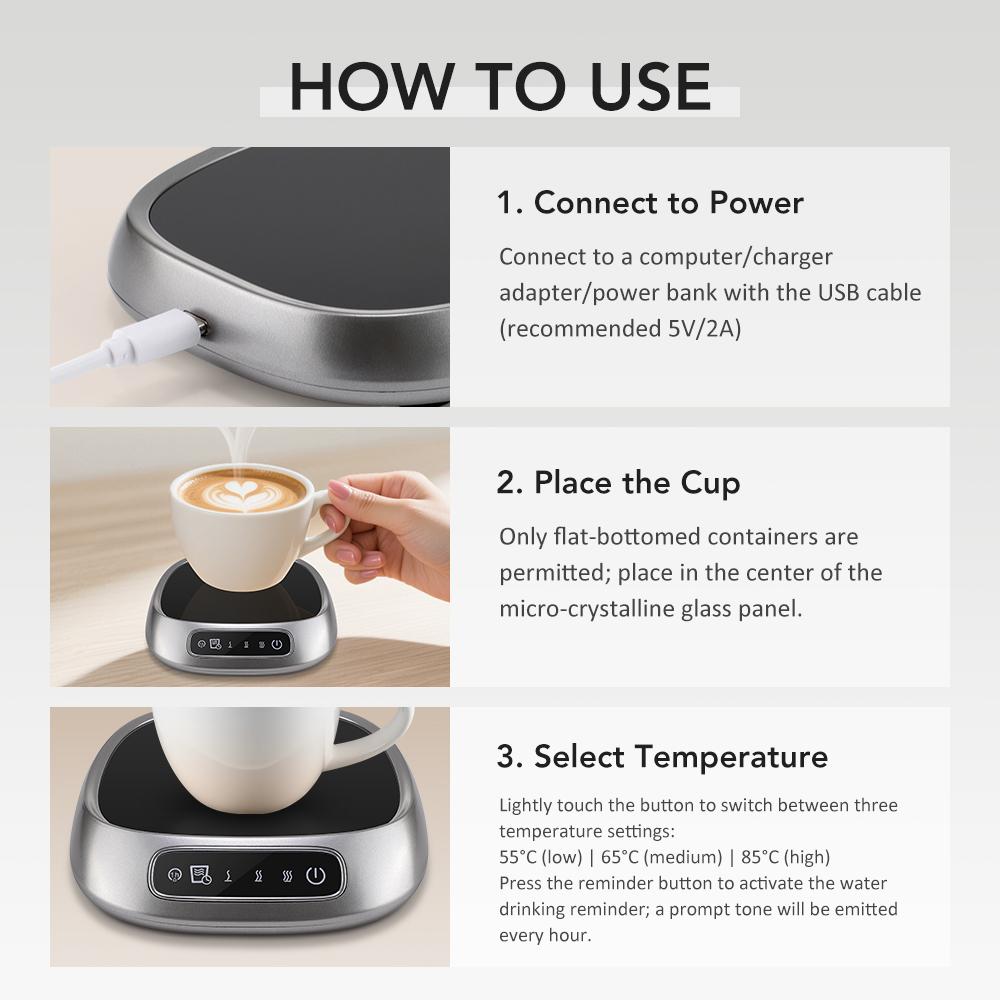 2026 Coffee Smart USB Heating Coaster Constant Temperature Touch Office Mug Warmer Home Cup Heater Plate for Water Milk Tea