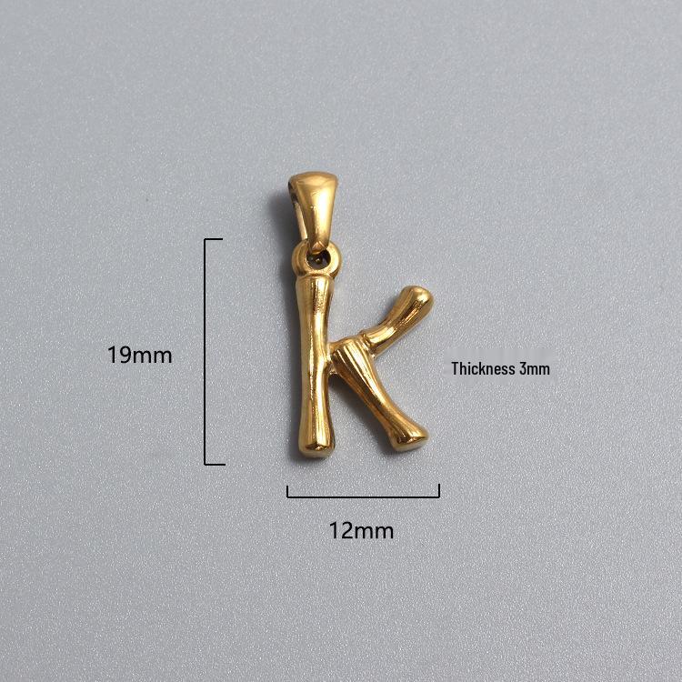 French Bamboo Joint Gold Letter Pendant Necklace - Retro Clavicle Chain Style for Women