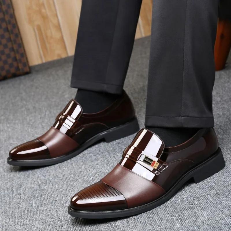 Black Men's Formal Shoes Spring Autumn Pointed Toe Brown Social Shoe Male Cheap Liquidation Casual Business Suit Low Price Party