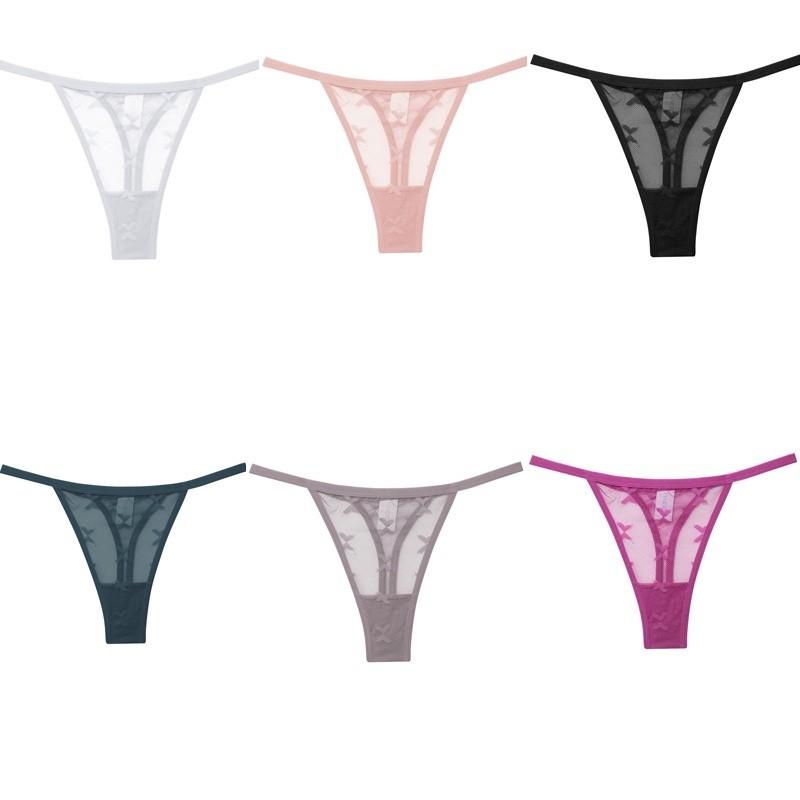 

Комплект FINETOO, 6 кружевных стрингов, женские трусики-стринги с цветочным принтом, женское нижнее белье для девочек, прозрачное нижнее белье L