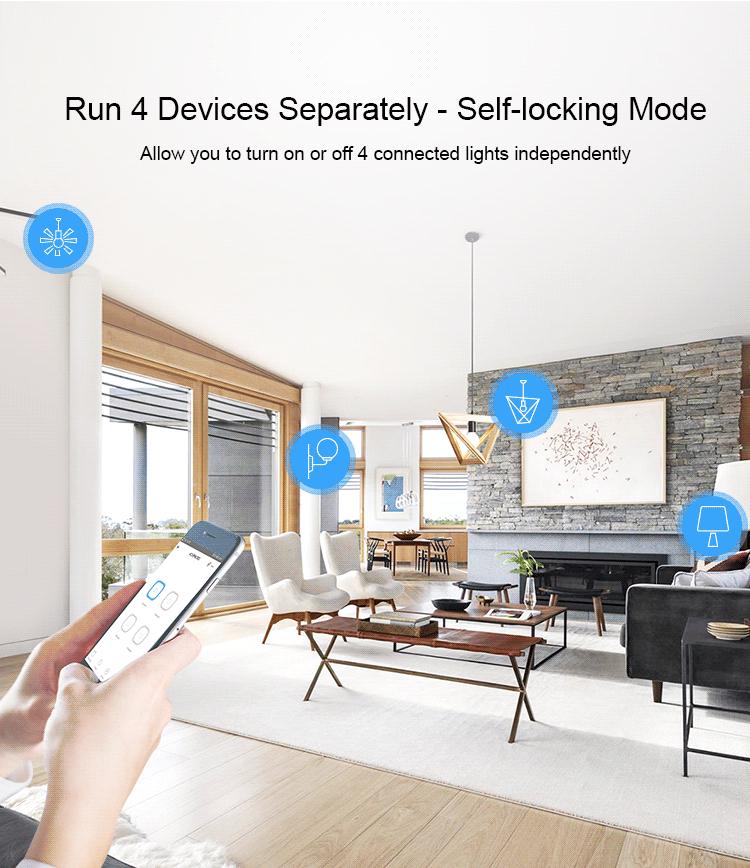 Sonoff 4CH PRO R3: Upgraded 4-way Smart Switch with Voice Control for Home Automation.