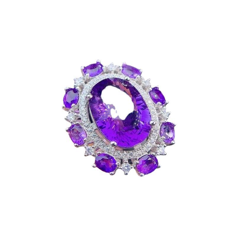 Luxury Gemstone Ring with Simulated Amethyst & Yellow Diamond