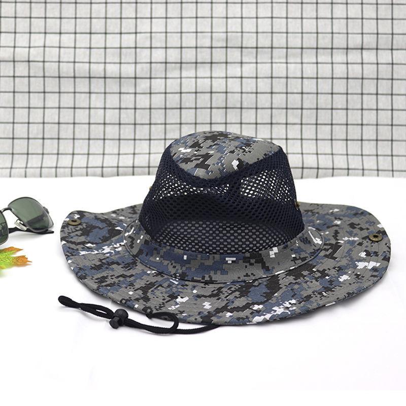Updated Tactical Camouflage Male Bucket Hat Breathable Mesh 9cm Brim Sun Hat Male Foldable Outdoor Jungle Hunt Camping Angling  Practical Use