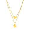 Edelstahl Gold Farbe Schmetterling Strass Halsketten Für Frauen 2 Schicht Halsband Trendy Neue Mode Geschenk Schmuck