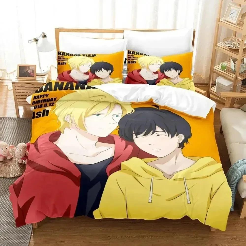 Luxury New 3D Print Anime Banana Fish Bedding Set Duvet Cover Bed Set Quilt Cover Pillowcase Queen Size Boys Adult Bedding Set