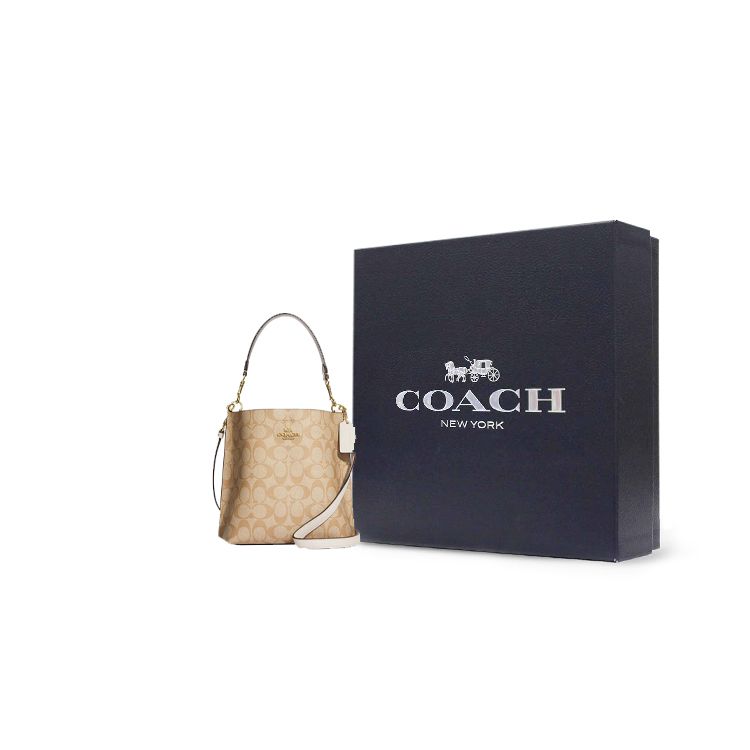 Coach Mollie Classic Metal Logo Bucket Bag Women Handbags Khaki CA582-IMDQC