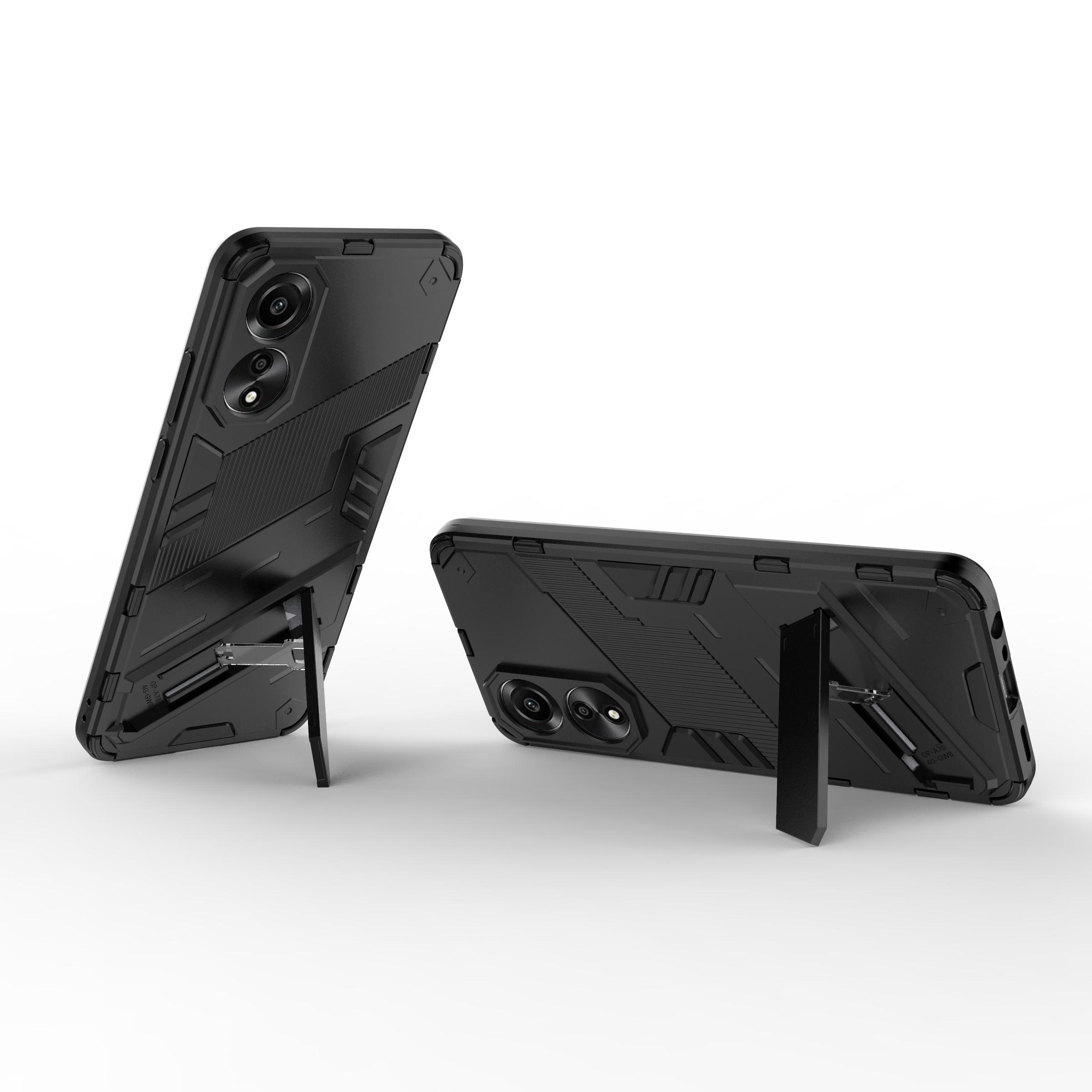 

For Oppo A78 4G Case PC+TPU Kickstand Drop-proof Phone Cover Black
