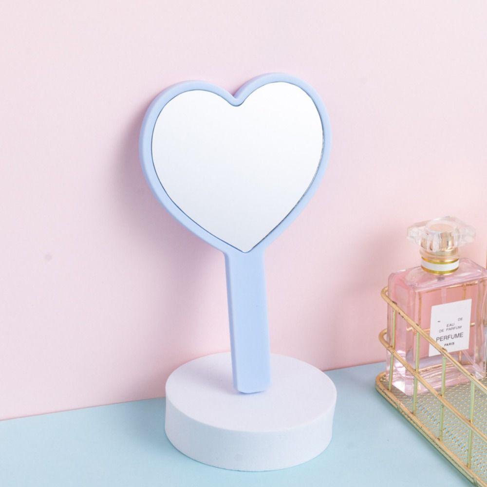 With Handle Heart-shaped Makeup Tool Cosmetic Mirror Handle Hand Mirror Handheld Makeup Mirror