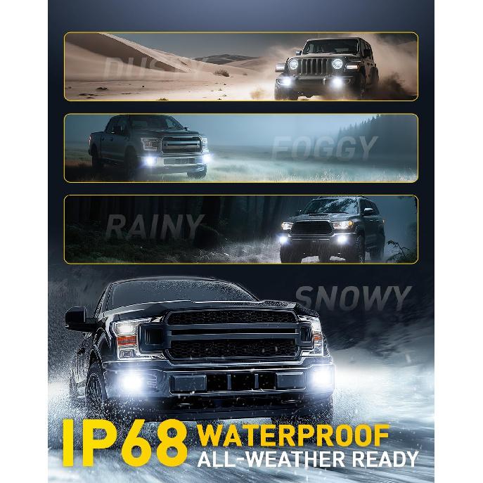 AUXITO H11 H8 LED Fog Light Bulbs 6500K White 500% High Brightness H11/H16/H8 LED CSP Chips DRL Replacement, 360° Full Illumination Non-Polarity