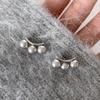 Smile Arc Silver Needle Curve Pearl Simple Versatile Personality Advanced Sense Minimalist Earrings Women