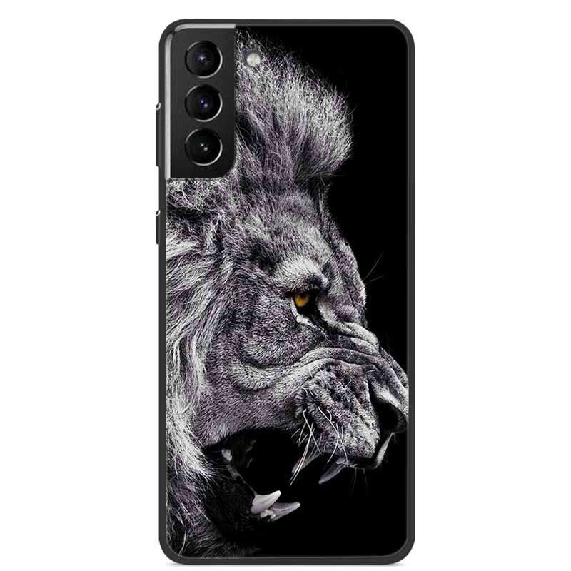For Samsung S22 Case Wolf Lion Cat Black Silicone Soft Back Cover Case For Samsung Galaxy S21 FE S22 Ultra Phone Case S 22 Funda