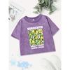 Y2K Cotton Crop Tops Women Sorrento Amalfi Coast Lemon Printing Washed T-Shirt Regular Fit O-Neck Tees Street Clothes
