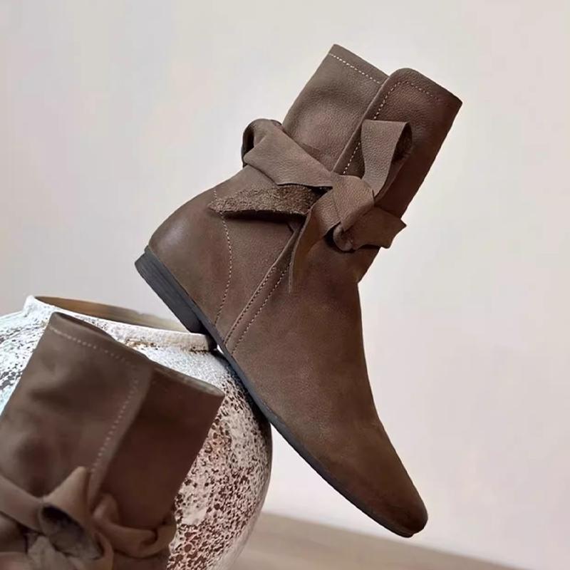 Ankle Boots for Women Flats Leather Shoes Designer Winter 2024 Trend New Casual Soft Cozy Walking Shoes Woman Chelsea Snow Botas