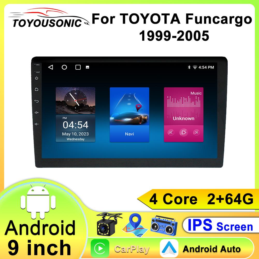 

For TOYOTA Funcargo 1999-2005 Navigation GPS Android Car Radio Multimedia Player Stereo wifi+4G Carplay auto video 4 core-2+64gb слонова кістка