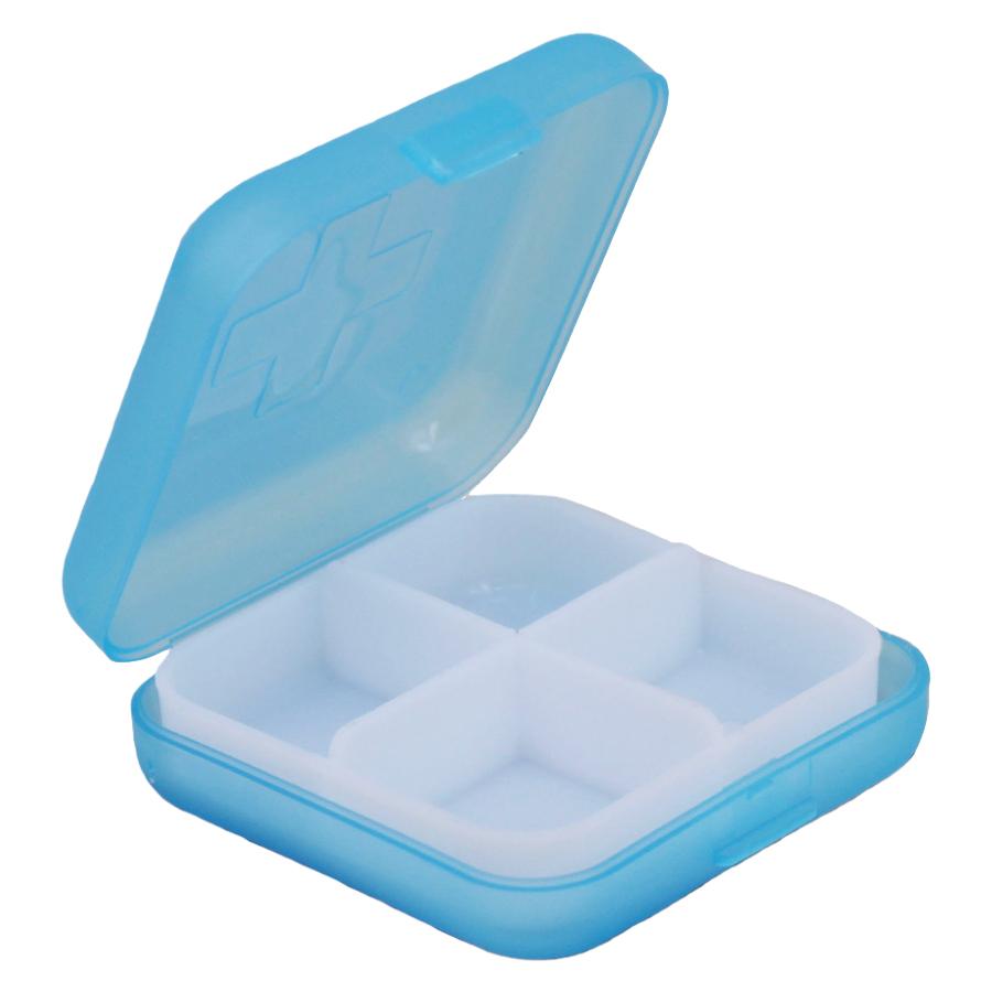 Mini-Pillendose mit 4 Fächern, Tragbarer Reise-Pillenorganizer, Kompakte Taschendosierer für Vitamine, Nahrungsergänzungsmittel