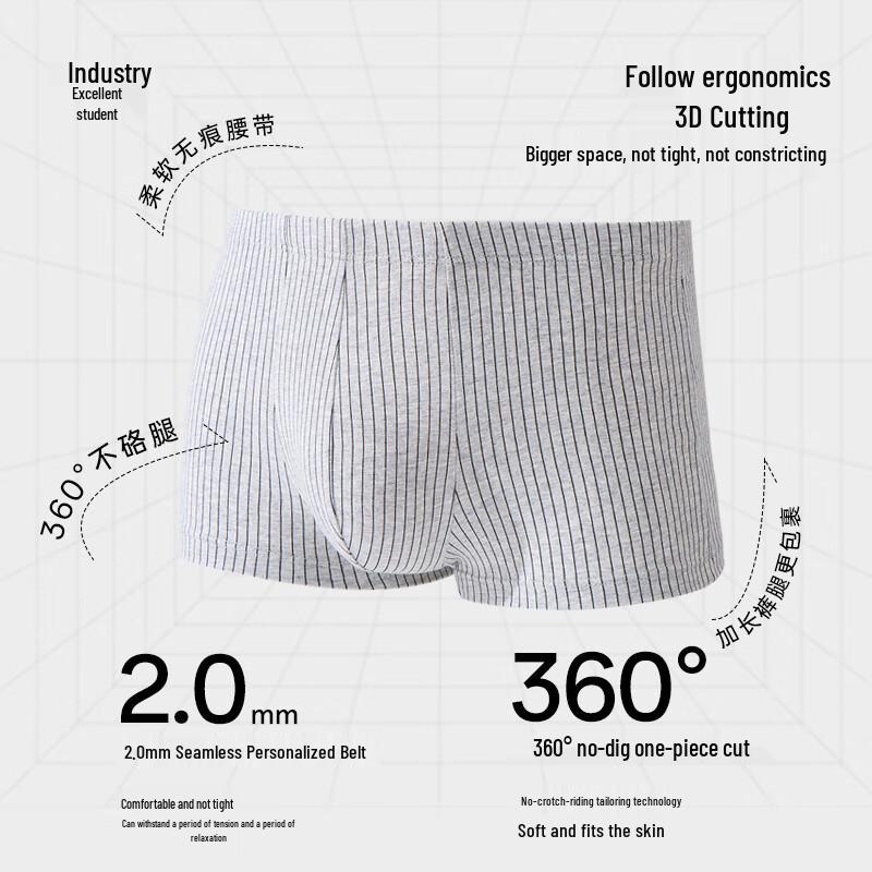 Langsha Men's Pure Cotton Boxer Briefs 4-Pack