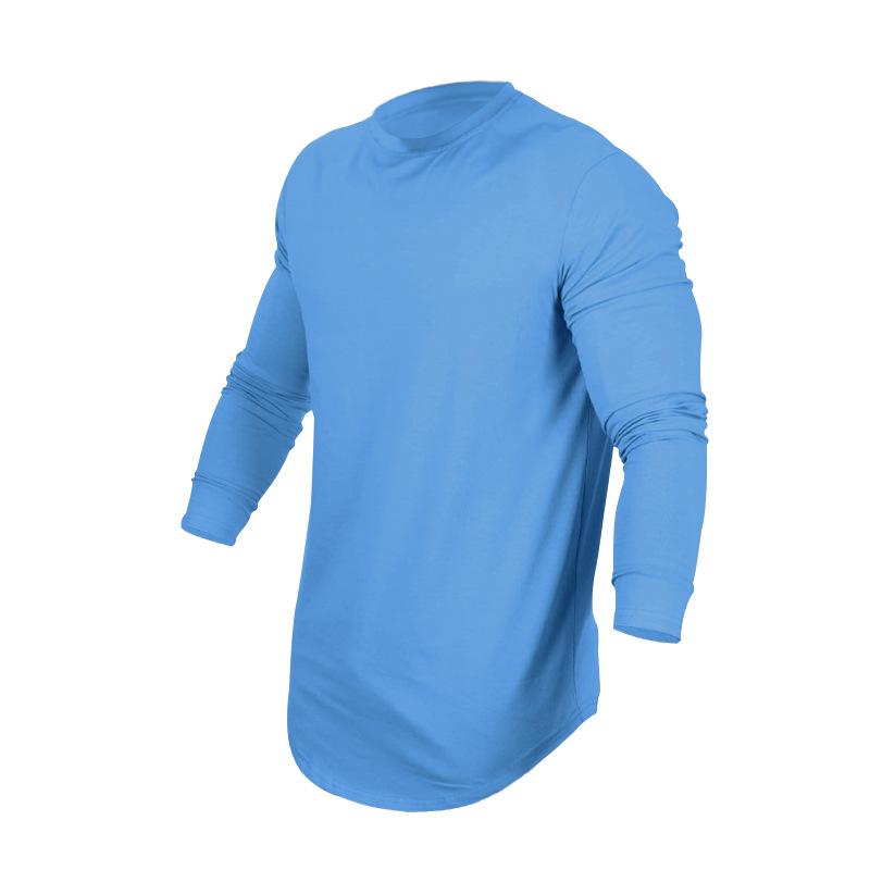 Autumn Winter Tops Fashion Men's T-shirt Long Sleeved Casual Round Neck Solid Color Top Base T-shirt