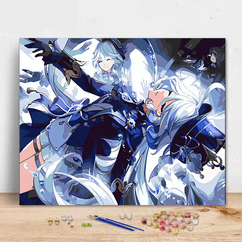 "Digital DIY Oil Painting: Two-Dimensional Anime Water God Fu Nina Decorative Artwork"