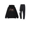 Li Ning Colorful Letter Logo Loose Fleece Printed Hoodie And Comfortable Long Pants Casual Sports Suit Unisex Sweatshirt, Pants YKLU341-1+YWDT337-1