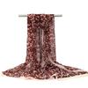 Floral Print Sunscreen Shawl Long Shawl Silk Elegant Chiffon Scarf  Women's Fashion