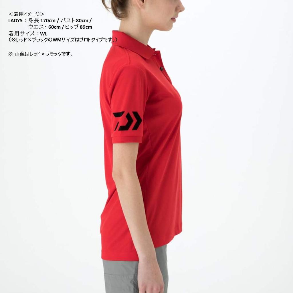 Daiwa (DAIWA) Short Sleeve Polo Shirt, White x Red, Size 120, DE-7906