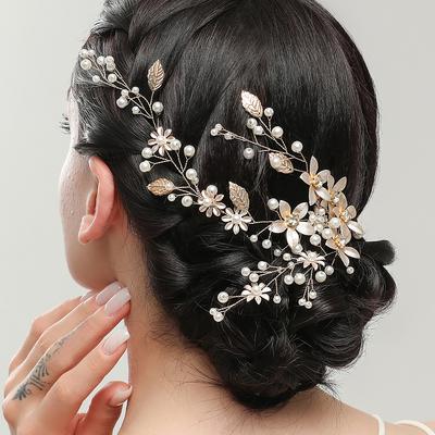 European and American New Headdress Golden Leaf Flower Foreign Trade Hair Band Wedding Dress Accessories Bride Ornament