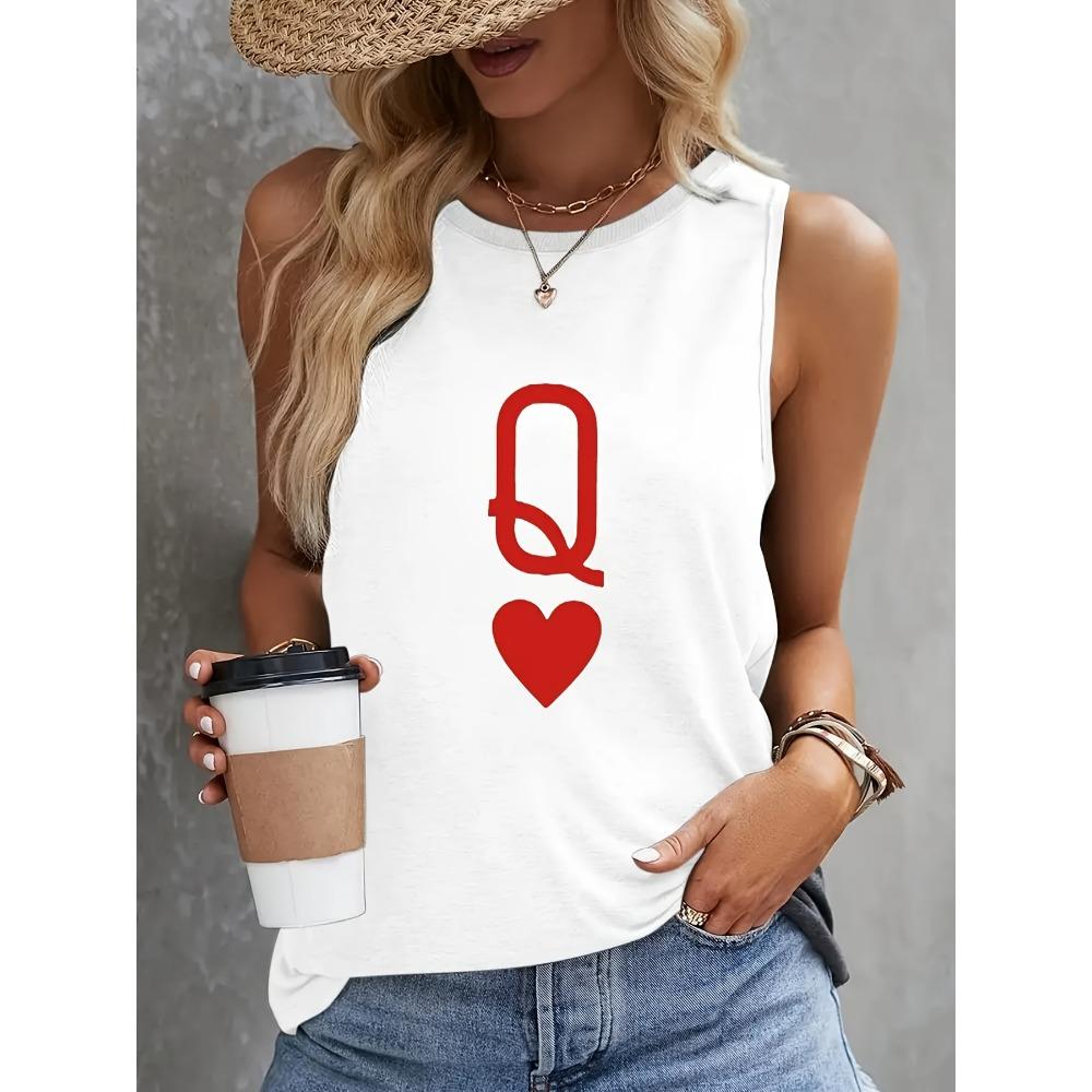 Fashionable and casual women s versatile letter printed slim fit vest S