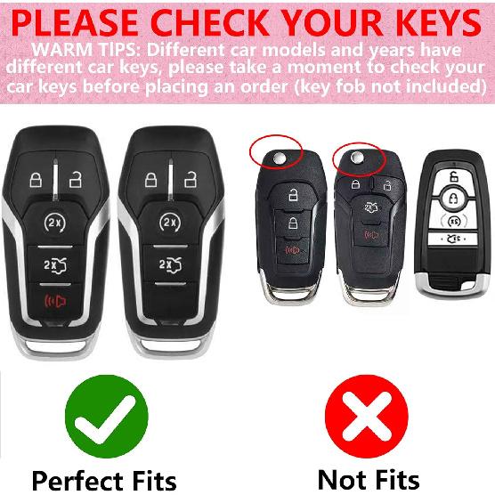Key Fob Cover With Heart Keychain, Girly Car Key Shell Case For Women, Compatible With Ford Fusion Mustang F150 Edge Explorer Lincoln MKZ MKC MKX