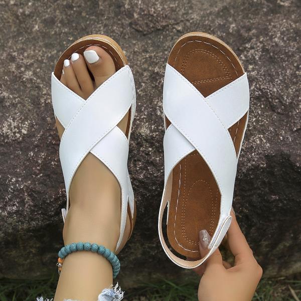 

Fashion Clogs With Heel Low Sandals Woman Leather Large Size 2025 Summer Beach Shoes Open Toe Muffins shoe Suit Female Beige Thick Low-h 35