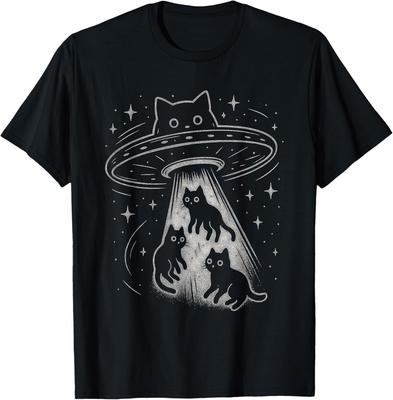 Funny Cat UFO Cute Kitty Space Spaceship Alien Aesthetic T-Shirt Unisex T-Shirt