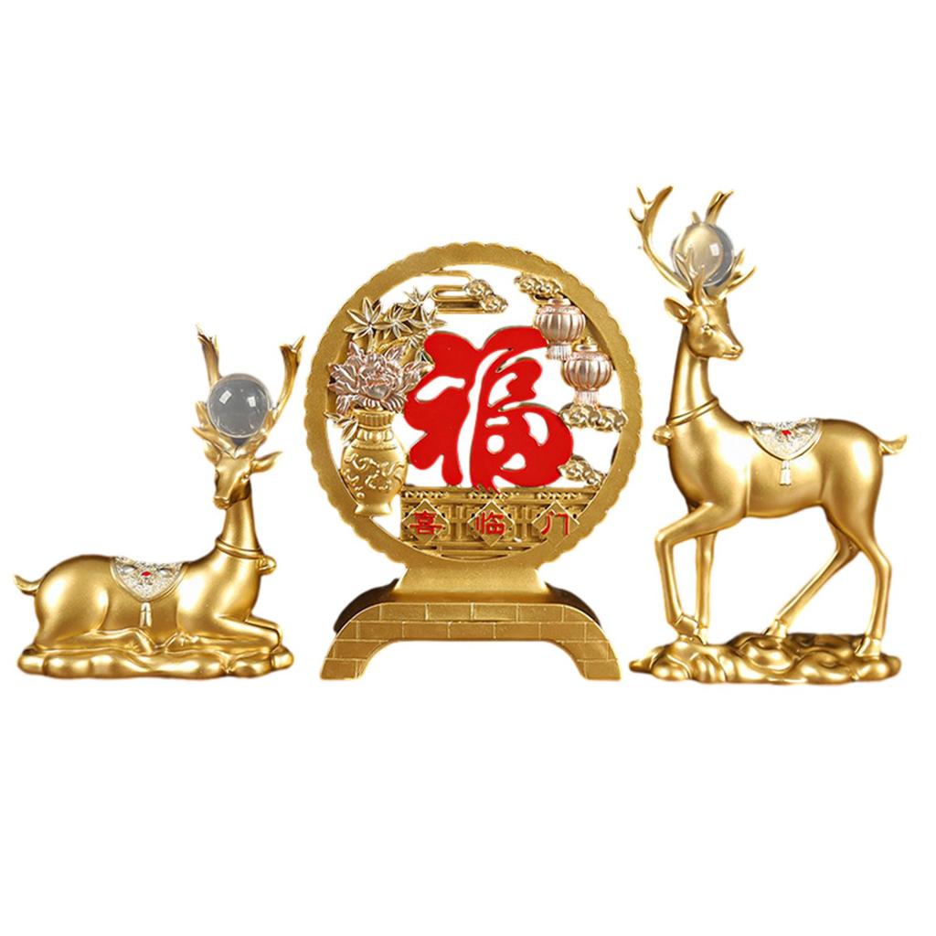 Deer Statues Reindeer Figurines Cabinet Desktop Centerpiece Animal Figure Elk Sculpture for