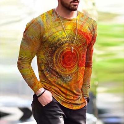 3D-gedrucktes Herren-Graffiti-T-Shirt Vergleich Colorblock-bedruckte Langarm-Tops