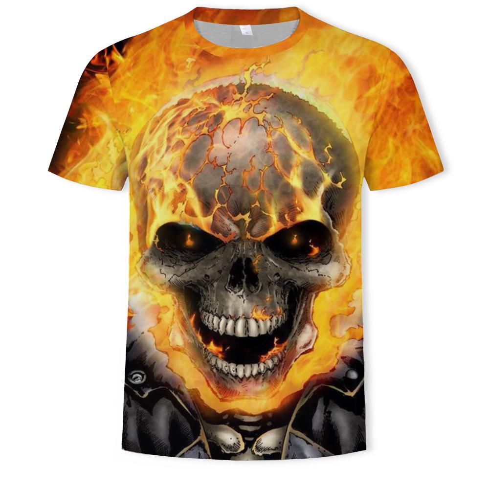 Summer Men s 3D Printed Crew Neck T-Shirt Fashion Versatile Breathable Trend Casual S