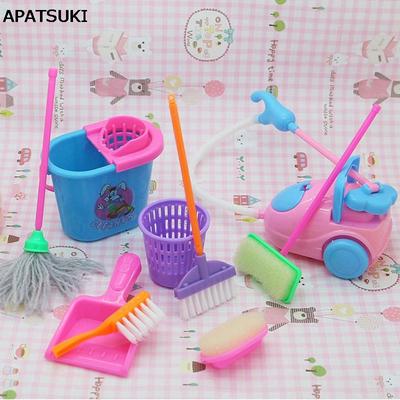 1SET 9ks Mini Doplňky pro Panenky Nástroje pro Úklid Domácnosti Doplňky pro Panenku Barbie Vzdělávací Hračka pro Děti