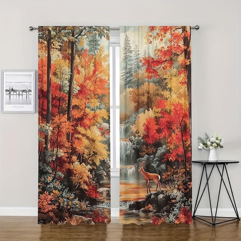 

Autumn Forests and Deer 100% Polyester Perfect for Blackout Curtains - UV Protection in Living Rooms Kitchens Offices and Be 100*130 Grommet Top 1pcs