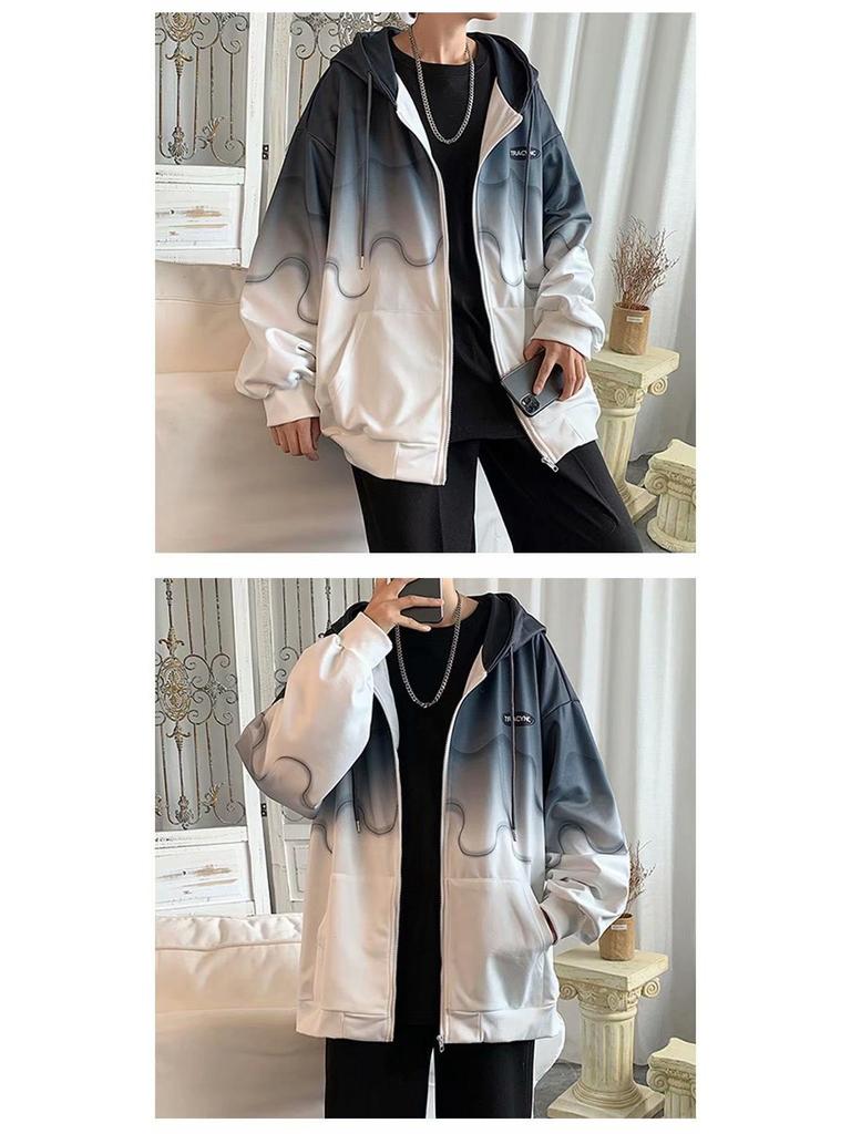 Gradient Women's Loose Hooded Korean Style Cardigan Jacket - Autumn Streetwear Fashion