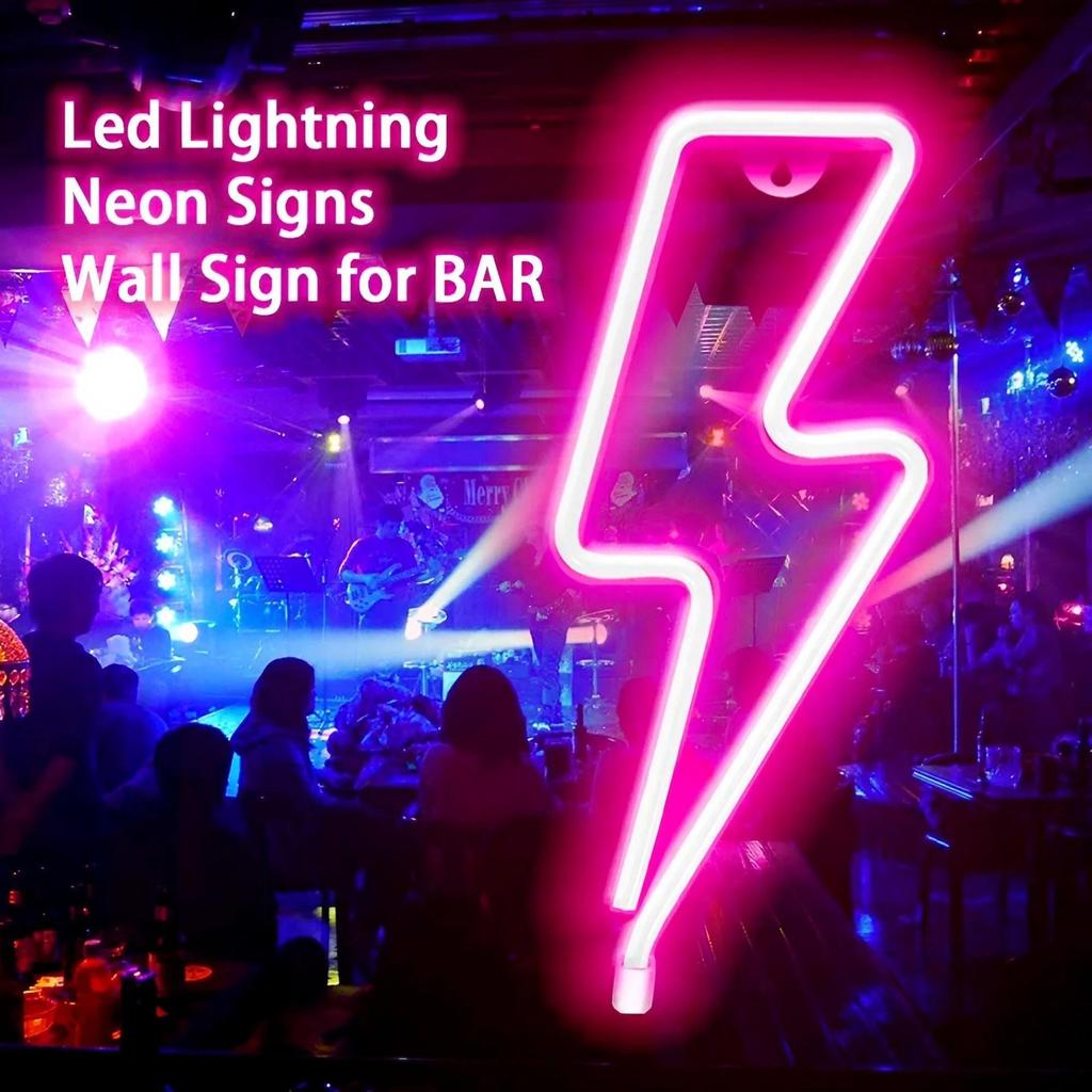 Creative LED Lightning Shape Festival Home Atmosphere Lamp Stylish Neon Style Multicolor Light Decor