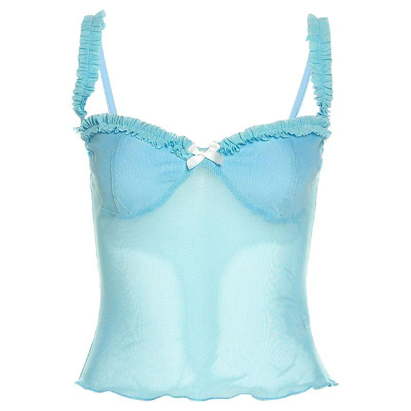 

Weird Puss Fashion Wind Patchwork Low Cut Mesh Blue S