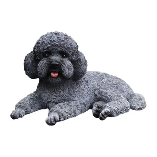 Office Desk Ornament Realistic Teddy Dog Statue, Desktop Small Pet Model, Cute Laying Sculpture Collectibles for Owners Car Dashboard, Desk,