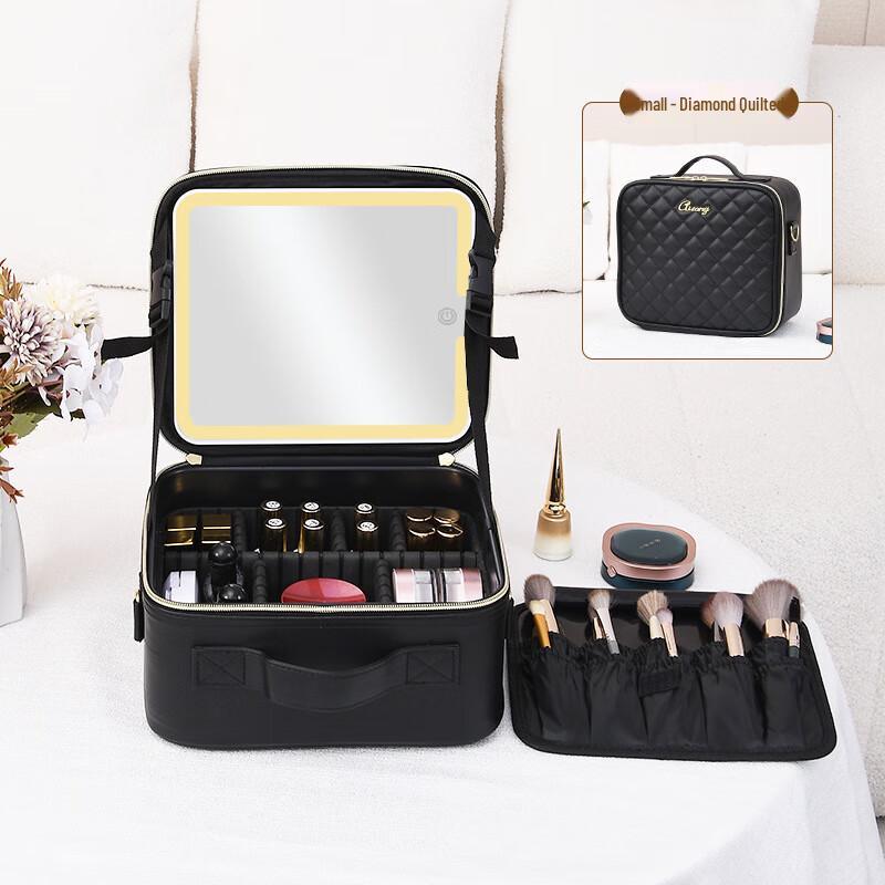 Portable LED Makeup Organizer with Mirror