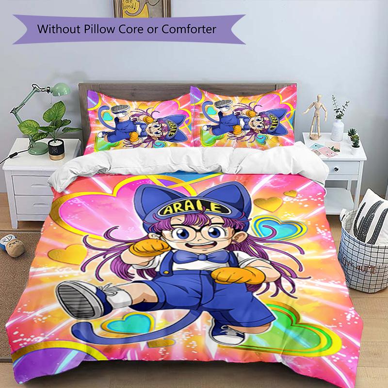 3pcs Arale pattern bedding set duvet cover set includes duvet cover &pillowcases,perfect all season bedroom decoration&gift
