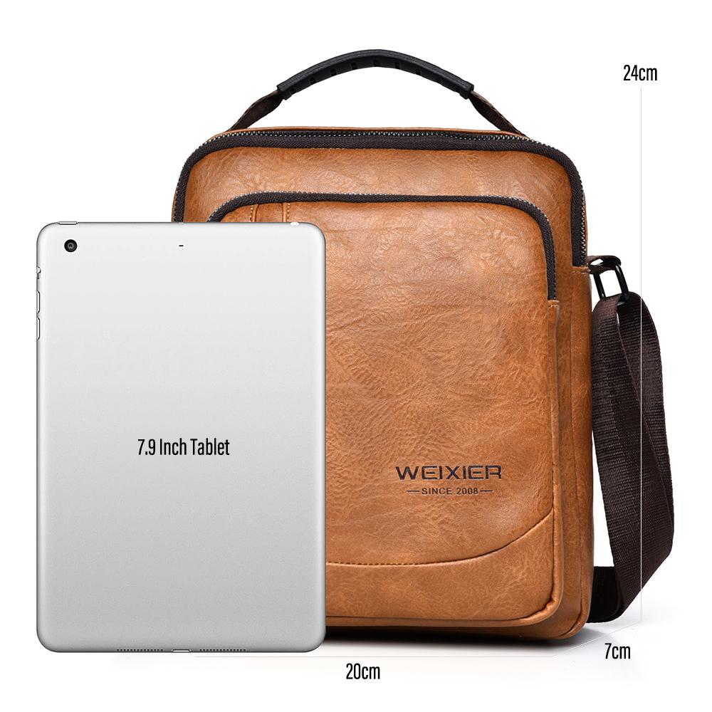 WEIXIER Herren Crossbody Schultertasche Leder Messenger Bag wasserdichte Aktentasche Satchel Reisetasche