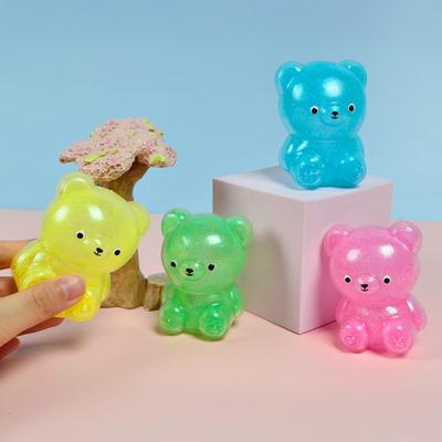 Yousheng Glitter Bear Squeeze Toy Stress Relief Foam Bead Filled Bear Sensory Toy Anxiety Relieving Stress Ball Decompression Animal Toy