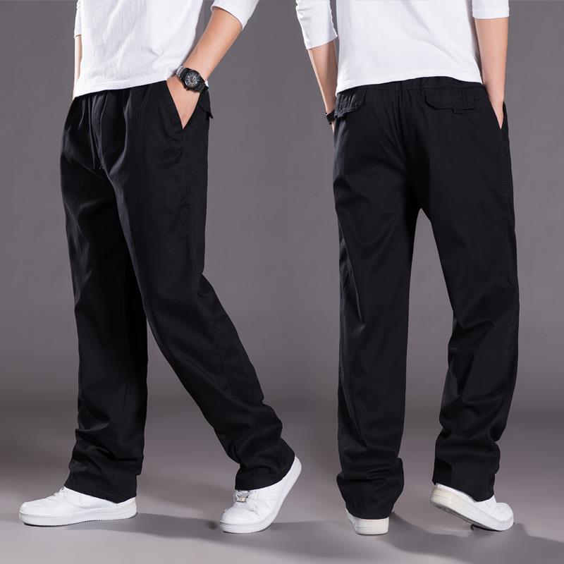 Men's Wide Leg Pure Cotton Workwear Pants - Breathable, Straight Leg Sweatpants for Spring and Autumn