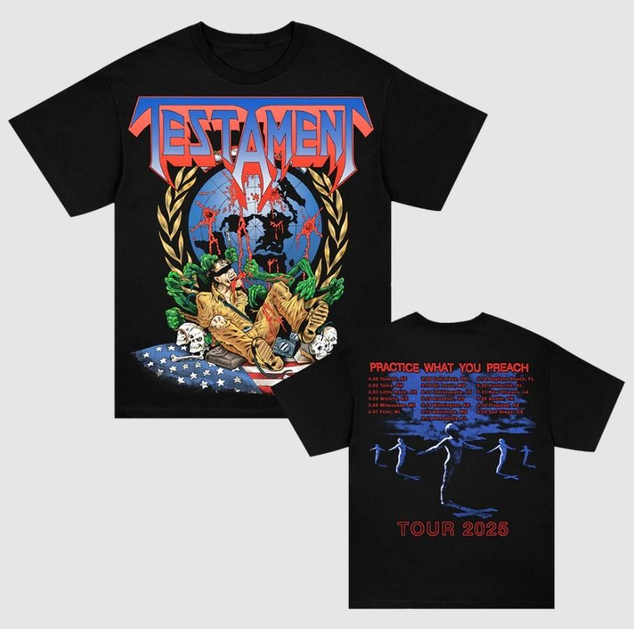 

Футболка Testament Perilous Nation 2025 Tour Размер S-5XL Comfort Colors Репринт Унисекс M