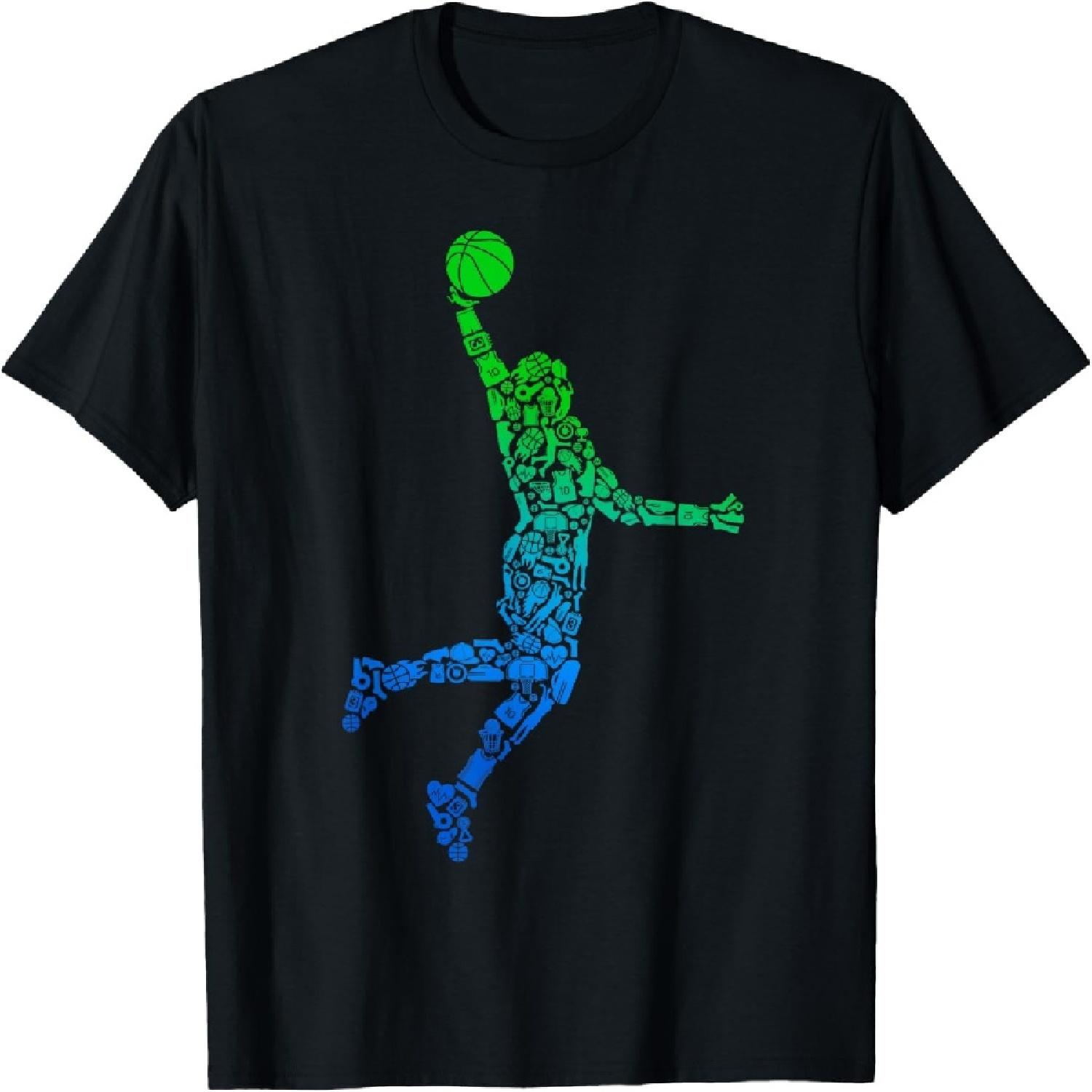 

Basketball Player Dunking Symbols Boys Kids Men Basketball T-Shirt XXXXXL різнокольоровий
