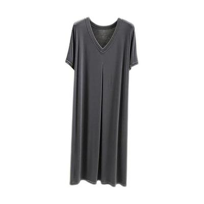 [Laisve] Room Dress, Cotton, Women's, Loungewear, Long, Short Sleeve, Soft, Loose, Comfortable, Stretch Pajamas, Nightgown, Large Size, Summer,
