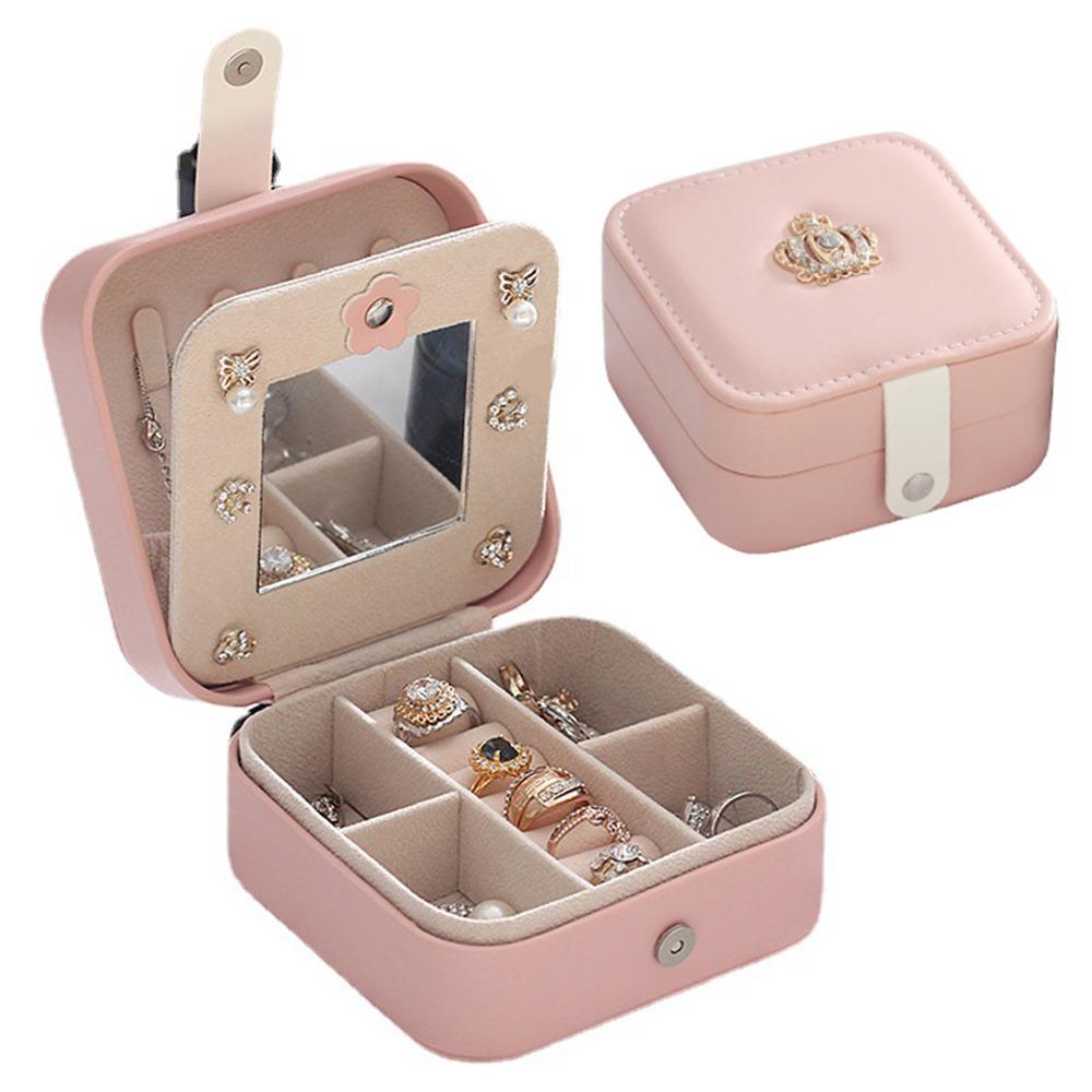 PU Jewelry Storage Box Dustproof Trinkets Storage Organizer  For Home/Travel/Outdoor