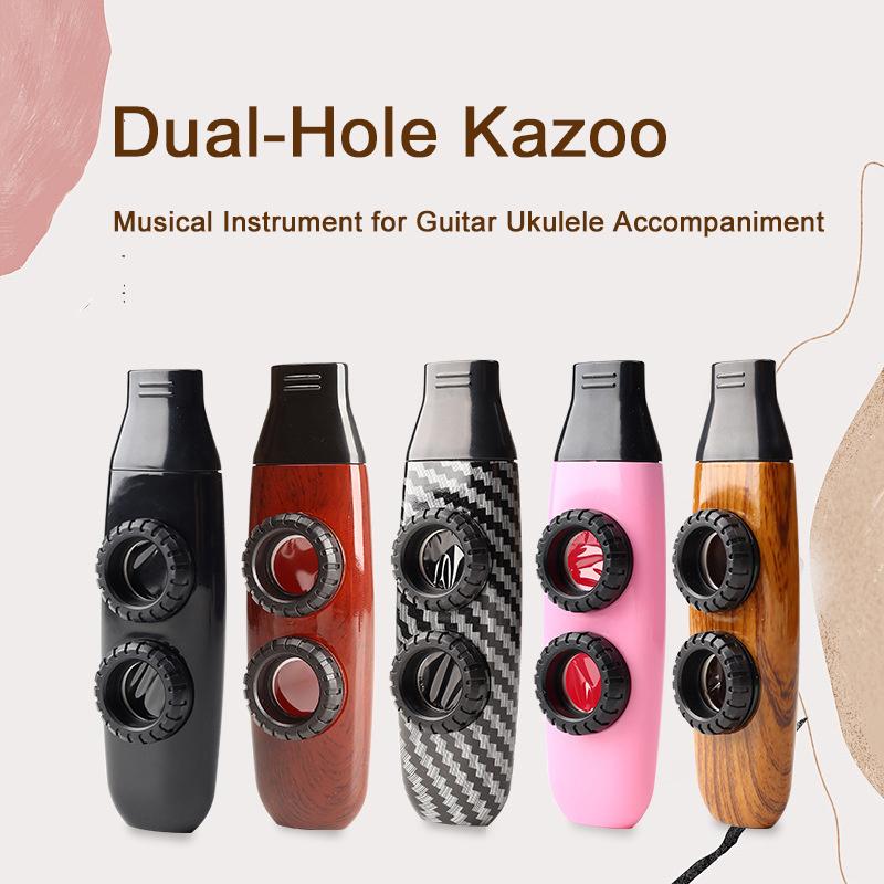 Dwukomorowe Kazoo Instrument Muzyczny, Lekkie Trwałe Wzornictwo Słojów Ćwiczebne Kazoo do Akompaniamentu Gitary Ukulele