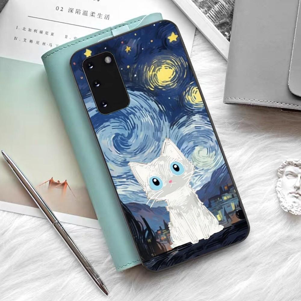 Starry Sky Cat Phone Case For Samsung S 9 10 20 21 22 23 30 23 24 Plus Lite Ultra FE S10lite Fundas